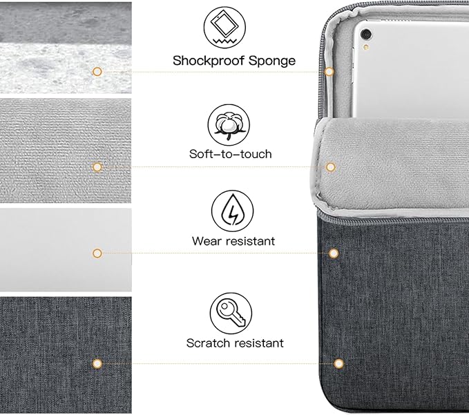 TiMOVO 13 Inch Tablet Sleeve for iPad Air 13" M3 2025, iPad Pro 13"/12.9", Galaxy Tab S9 Plus/S10+/S9 FE+, Remarkable Paper Pro 11.8", Protective Pocket Bag, Space Gray