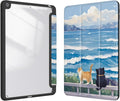 Case for iPad 9th / 8th / 7th Generation (2021/2020/2019) 10.2 inch, Case with Pencil Holder, Stand Clear Back Cover Cute Cool Design for Women Girls, Auto Sleep/Wake, Cute Cat