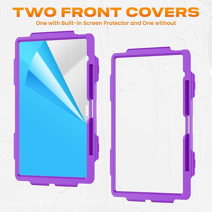 SEYMAC stock Case for iPad Air 13-inch M4-M2 2026-2024 (Gen 8-6), Shockproof Heavy Duty Case with Screen Protector, Pencil Holder, Rotating Stand, Hand Strap, Shoulder Strap, Purple