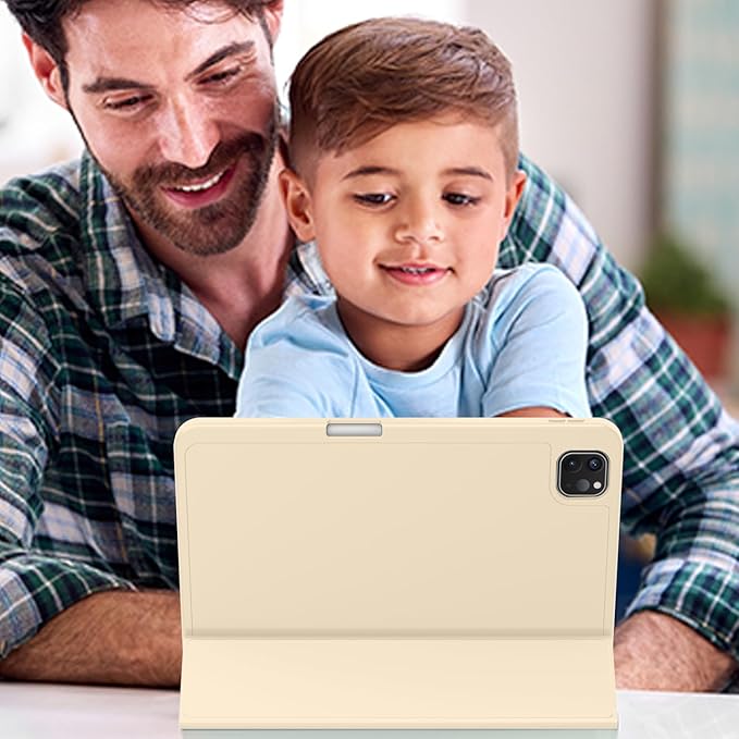 ZryXal iPad Pro 11 Inch Case (M5) 2025/ (M4) 2024 (Model: A2836/A2837/A3006), Trifold Stand Smart Cover with Pencil Holder and Soft TPU Back, Auto Wake/Sleep (Champagne Gold)