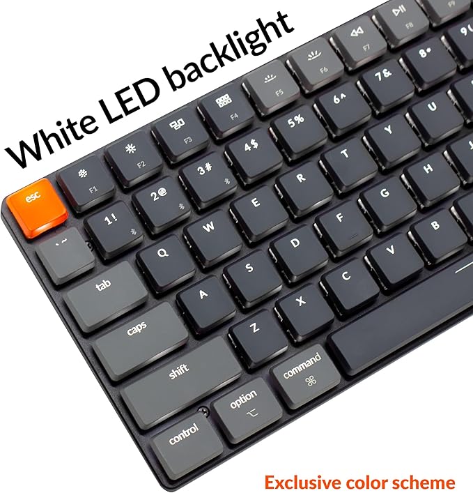 Keychron K3 75% Layout 84-Key Ultra-Slim Hot-Swappable Wireless Bluetooth Mechanical Keyboard with Low-Profile Keychron Optical Red Switch/White LED Backlight/USB Wired for Mac Windows-Version 2