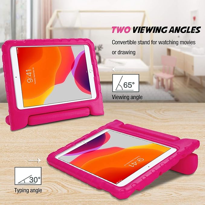 ProCase Kids Case for iPad 9th Generation/iPad 8/iPad 7, iPad 10.2 Case 2021 2020 2019/iPad Air 10.5/iPad Pro 10.5 Kids Case, Shockproof Lightweight Case with Convertible Handle -Magenta