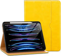 DTTO for iPad Pro 12.9 6th / 5th / 4th / 3rd Generation Case 2022/2021/2020/2018, Leather Folio Stand Cover with Built-in Apple Pencil Holder -Auto Wake/Sleep and Multi Viewing Angles,Yellow