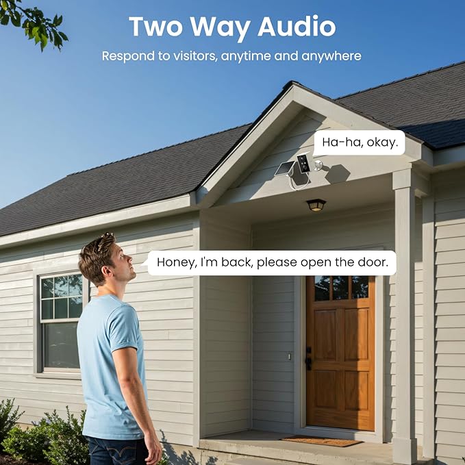 wansview Cameras for Home Security-2K WiFi 6 Outdoor Camera Wireless with Solar/Battery Powered and Color Night Vision, AI Motion Detection, IP65 Waterproof, 2.4GHz WiFi Only, Alexa, A1 1P White