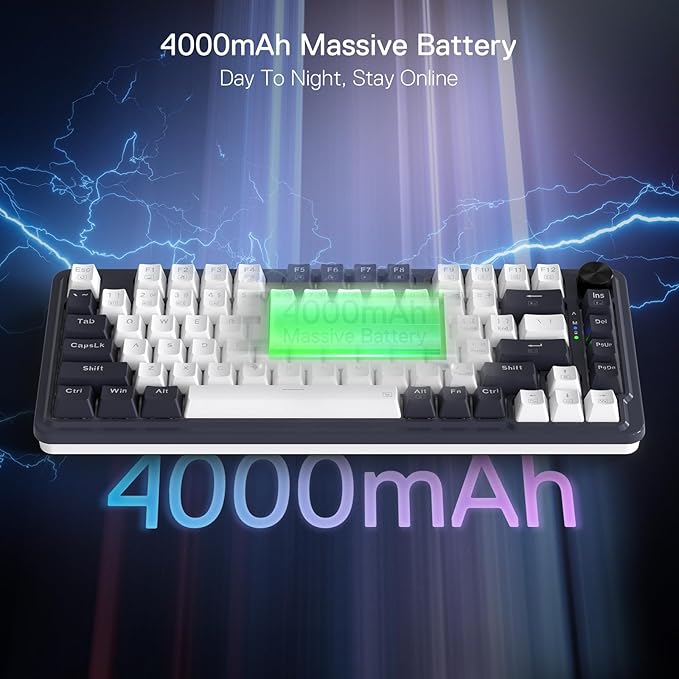 Redragon K673 PRO 75% Wireless Gasket RGB Gaming Keyboard, 3-Modes 81 Keys Compact Mechanical Keyboard Hot-Swap Socket, Dedicated Knob Control and 5-Layer Noise Dampening, Linear Red Switch