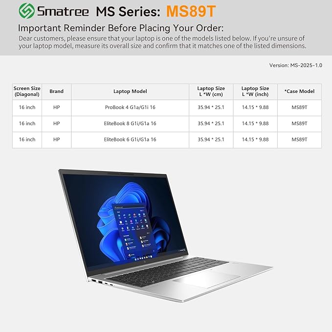 Smatree MS89T Hard EVA Protective Sleeve with Stand Compatible for 16 inch HP ProBook 4 G1a/G1i, for 16 inch HP EliteBook 6/8 G1i/G1a Waterproof Sleeve