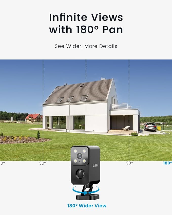 ieGeek Outdoor Camera Wireless Home Security Cameras Pan Rotating 180°, 2K Battery Powered WiFi Security Camera with AI Motion Detection, Color Night Vision, 2-Way Talk,IP66 Waterproof,No Monthly Fee