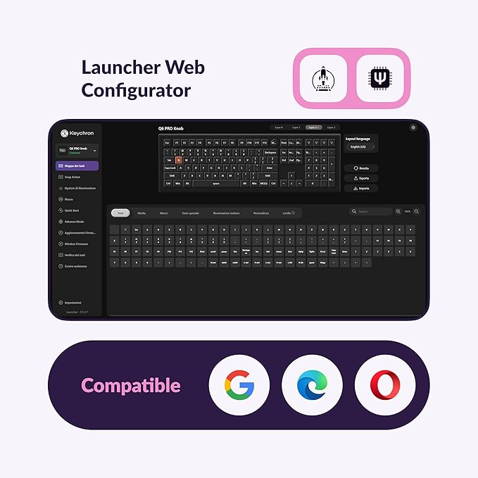 Keychron Q6 Pro Full-Size Wireless Bluetooth Mechanical Keyboard, Full Aluminum, Hot-Swappable Keychron Super Red Switch, Launcher Programmable, NKRO Knob, KSA PBT Keycaps, Mac/Win/Linux - Purple