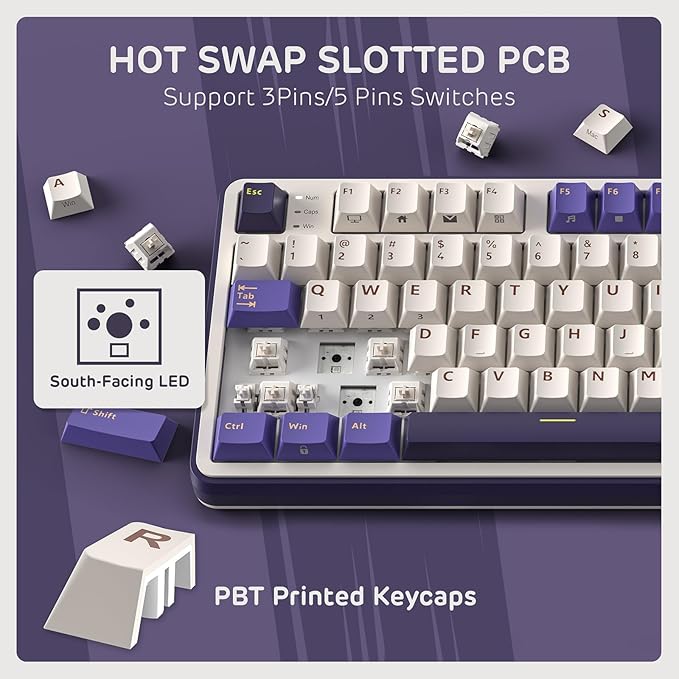 RK ROYAL KLUDGE S98 Mechanical Keyboard w/Smart Display & Knob, Top Mount 96% Wireless Mechanical Keyboard BT/2.4G/USB-C, Hot Swappable, Software Support, Massive Battery, 98 Keys