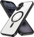 Hython Magnetic Clear for iPhone 16 Case with Camera Lens Protector [Compatible with MagSafe] Luxury Plating Edge Slim Soft TPU Cover Protective Phone Case for iPhone 16 6.1", Matte Black