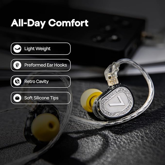 Linsoul 7Hz Elua Ultra in Ear Monitor, Dual Dynamic Driver Earphone, HiFi Wired IEM Earbuds with High-Purity Oxygen-Free Copper Cable for Musicians Audiophiles (Silver)