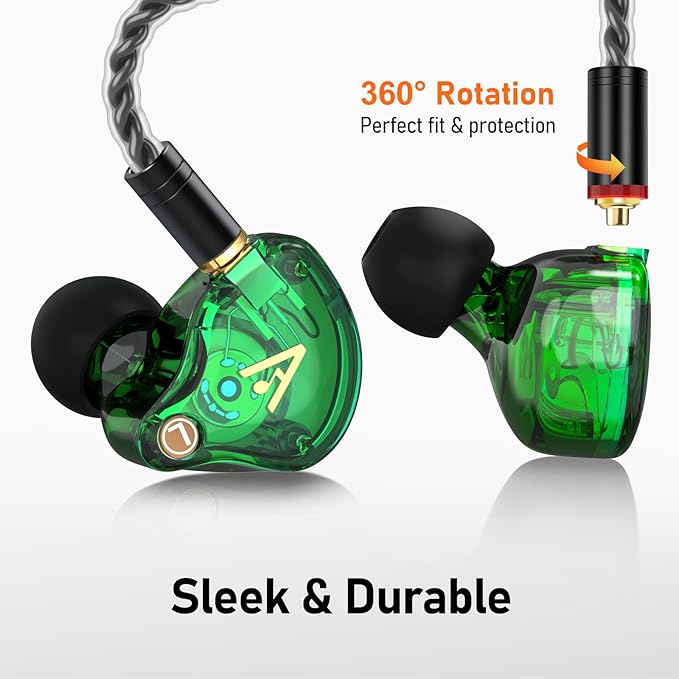 Vibes 202 Wired Earbuds - HiFi in Ear Monitor Headphones – Professional Noise Isolating Ear Buds - Clear Sound, Deep Bass & Comfort-Fit IEM Earphones - MMCX to 3.5mm, Silver Plated Cord, Carrying Case