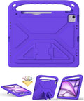 Kids Case for iPad Pro 13 inch (M5) 2025/ (M4) 2024, with Pencil Holder/Kickstand/Handle Stand Lightweight Cute Soft EVA Shockproof Silicone Anti-Slip Grip Rugged Girls Boys Cover, Purple