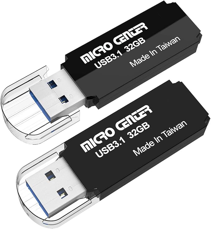 Micro Center Pro 2 Pack 32GB USB 3.1 Gen1 Flash Drive Faster USB Stick External Data Storage Thumb Drive (32GB 2-Pack, Black)