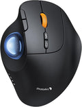 ProtoArc Wireless Bluetooth Trackball Mouse, EM02 Two Adjustable Angle Ergonomic Rechargeable Computer Ball Mouse, 3 Device Connection, Thumb Control and Smooth Tracking for Laptop, PC, Mac-Blue