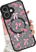 KANGHAR Case Compatible with iPhone 17 Bows Bouquet Pattern [Compatible with Magsafe] Cute Flowers Florals Protective Magnetic Case for Girls Women Men