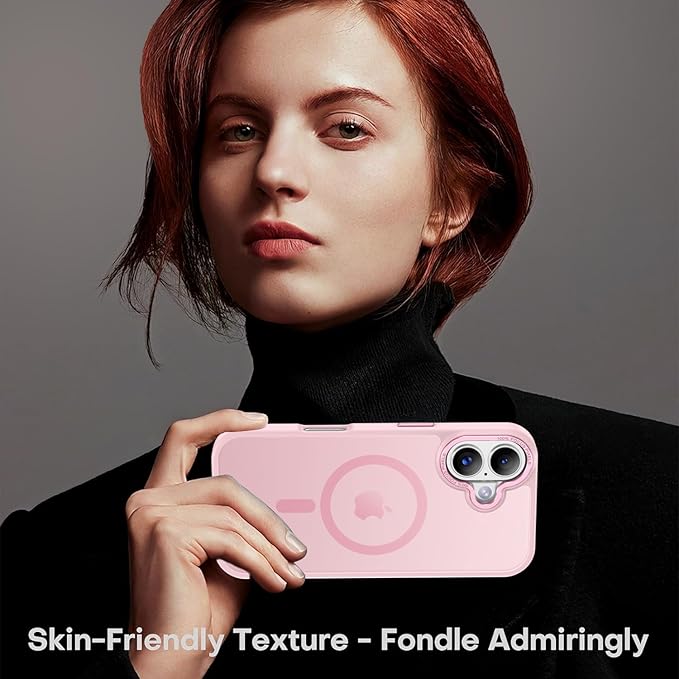Newfuture Magnetic for iPhone 17 Case [Compatible with Magsafe] [Military Grade Drop Protection] Translucent Matte Anti-Scratch Shockproof Protective Phone Cover 6.3 Inch, Tender Pink