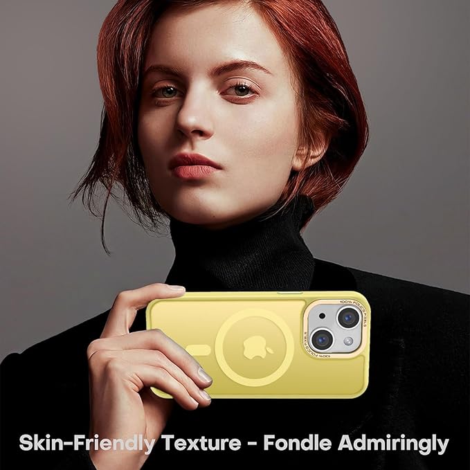 Newfuture Magnetic for iPhone 15 Case [Compatible with Magsafe] [Military Grade Drop Protection] Translucent Matte Anti-Fingerprint Shockproof Phone Case for iPhone 15 6.1 inch, Yellow