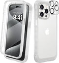 Diaclara Magnetic Designed for iPhone 15 Pro Max Case Full Body Bumper,[Compatible with MagSafe] Military Drop Proof Cover with Built-in Touch Sensitive Anti-Scratch Screen Protector,Frosted Clear