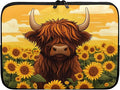 Highland Cow Laptop Protective Sleeve for Women 17inch Computer Sleeve Bag Sunflower Portable Lap Top Case Suitable for Travel School Office Neatly Organizers Brown