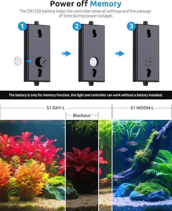 SEAOURA Aquarium LED Light with Thermometer, 24-30in Full Spectrum Lights for Fish Tank, 24/7 Programmable with Power Off Memory, WRGB Custom, 20 Level Dimmable Brightness for Freshwater Aquariums