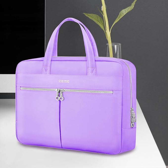 Ferkurn Laptop Bag Case Women Men Computer Bag Compatible with MacBook/HP/LG/Dell, Shoulder Strap Slim Carrying Messenger Briefcase, Purple, 14 Inch