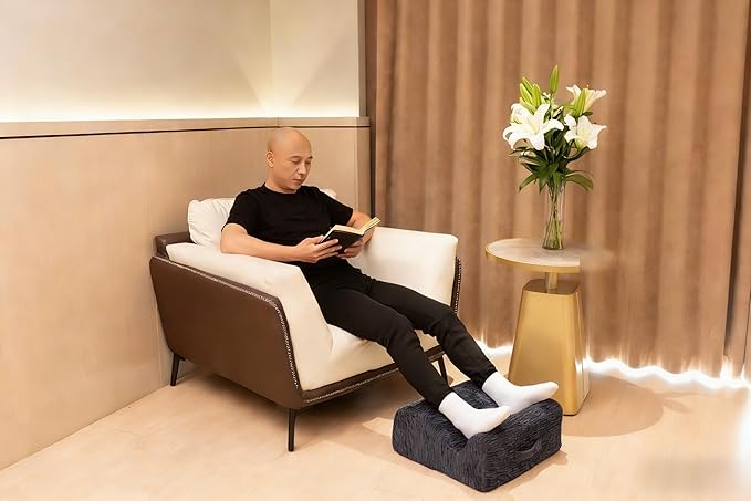 Ergonomic FootstoolTwo-Way Tilt Design with Heel & Arch SupportWide Non-Slip Foam Footrest with 3-Point Support, Removable Washable Cover for Office/Home, for Prolonged Sitting & Under-Desk Use