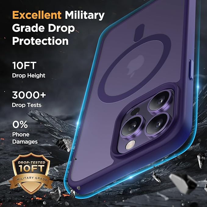 Miracase Magnetic Series Designed for iPhone 13 Pro Case [Compatible with MagSafe] [with 2X Screen Protectors] Anti-Fingerprint, Magnetic Phone Case for iPhone 13 Pro 6.1 inch - Dark Purple