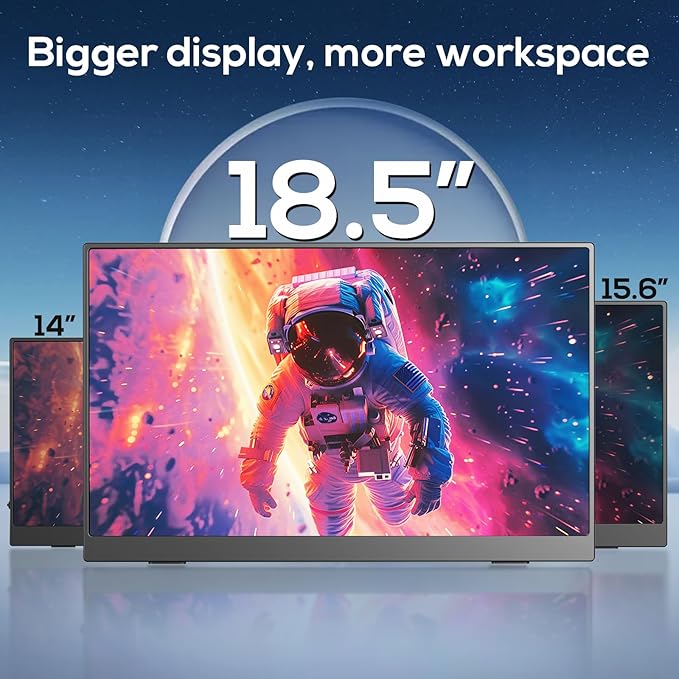 18.5 Inch Portable Monitor, FHD 120Hz IPS HDR 125% sRGB USB-C HDMI External Travel Monitor with Built-in Speakers, VESA Compatible for Laptop MacBook PC Surface PS5 Xbox