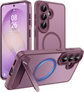Magnetic for Samsung Galaxy S26 Case, [Compatible with MagSafe][Full Camera Protection][Built-in Invisible Kickstand] Translucent Matte Phone Case for S26 6.3" - Wine Red