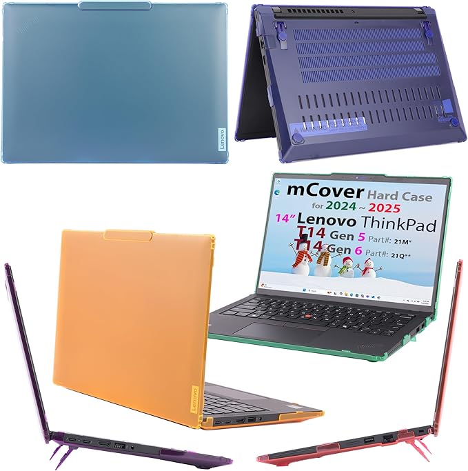mCover Hard Case ONLY Compatible for 2024-2025 14" Lenovo ThinkPad T14 Gen 5 / Gen 6 Windows Notebook PC (with 180° Hinge, NOT Fitting Any Other Lenovo Models)- Red
