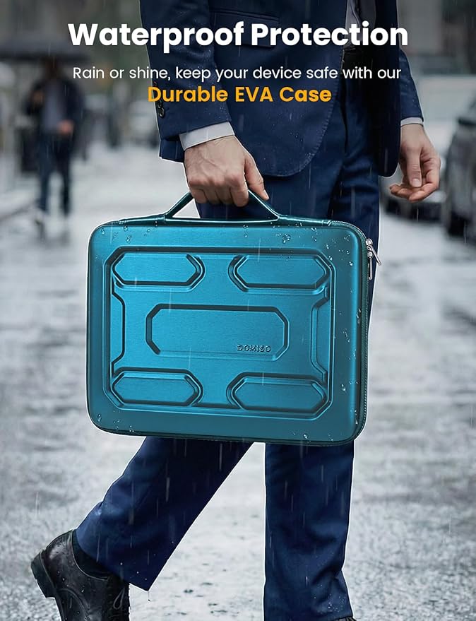 DOMISO Laptop Hard Case 17-17.3 inch Waterproof Shockproof Hard Shell Laptop Sleeve with Handle & Storage Pocket, Compatible with MacBook, HP, Dell, Teal