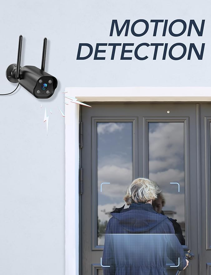 GNCC Security Camera Outdoor, 2K Cameras for Home Security, Color Night Vision, Motion Detection, 2-Way Audio, 24/7 Recording, Cloud & SD Card Storage, IP65 Waterproof, 2.4GHz WiFi (Black-2P)
