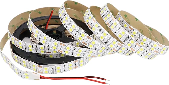 LEDENET® LED Strip Lights Daylight White 6500K SMD 5050 Double Row 600LEDs DC 12V Cold White Dimmable Flexible LED Tape Lights 16.4Ft Non-Waterproof for Bedroom Kitchen Under Cabinet