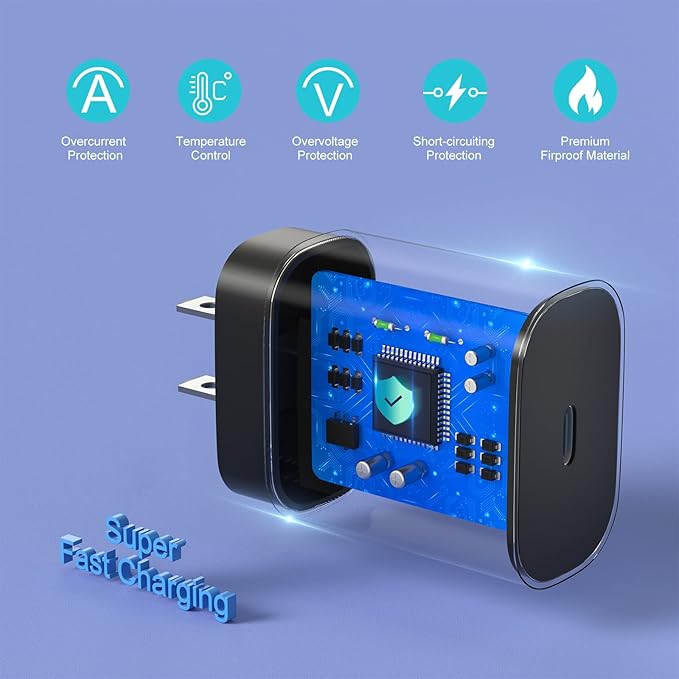 USB C Charger Block, 25W Super Fast Charging Block PD 3.0 USB C Wall Charger Power Adapter for Samsung Galaxy S26 S26+ S25 S26 Ultra S24 S23fe Z Fold Flip Tab A16 A17 5G A03S A13 A23 A15 A53 A54