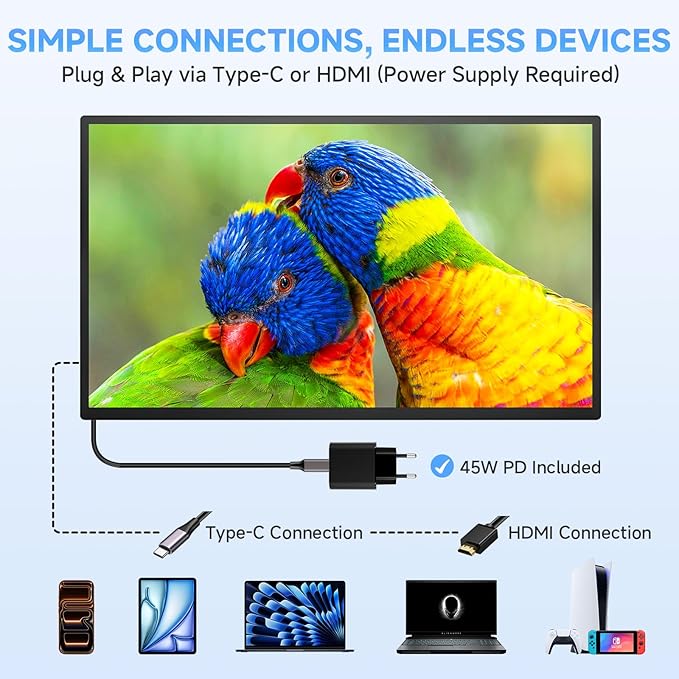 23.8" 4K Portable Monitor, UHD 3840x2160 IPS 400nits 100% sRGB Calibrated Color Gaming Monitor, USB-C HDMI Laptop Screen Extender with Speakers for Desktop, MacBook, PS5, Xbox, Switch