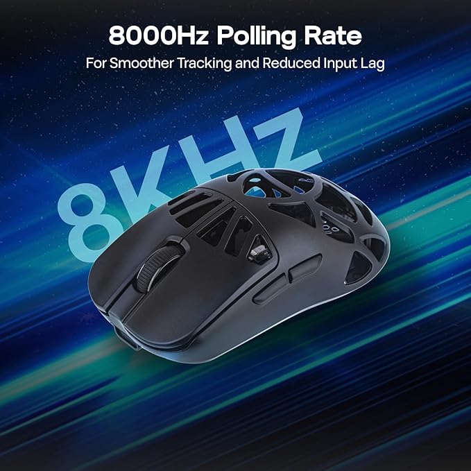EPOMAKER Carbon X Wireless Gaming Mouse, 400 to 30,000 DPI Adjustable, PAW3950 Sensor, 50g Lightweight, Carbon Fiber Shell, 2.4G/BT/USB-C Rechargeable Wireless Mouse for PC/Mac/Linux (Classic Black)