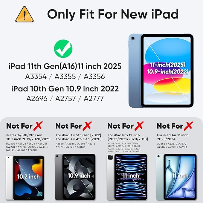 Sibeitu Case for iPad 11th (A16) 2025/ 10th Generation 10.9 Inch 2022, Rugged Shockproof iPad 10 Case with Pencil Holder & Built-in Stand, Hard 11th Gen iPad 11 inch Cover for Kids Boys, Black+Blue