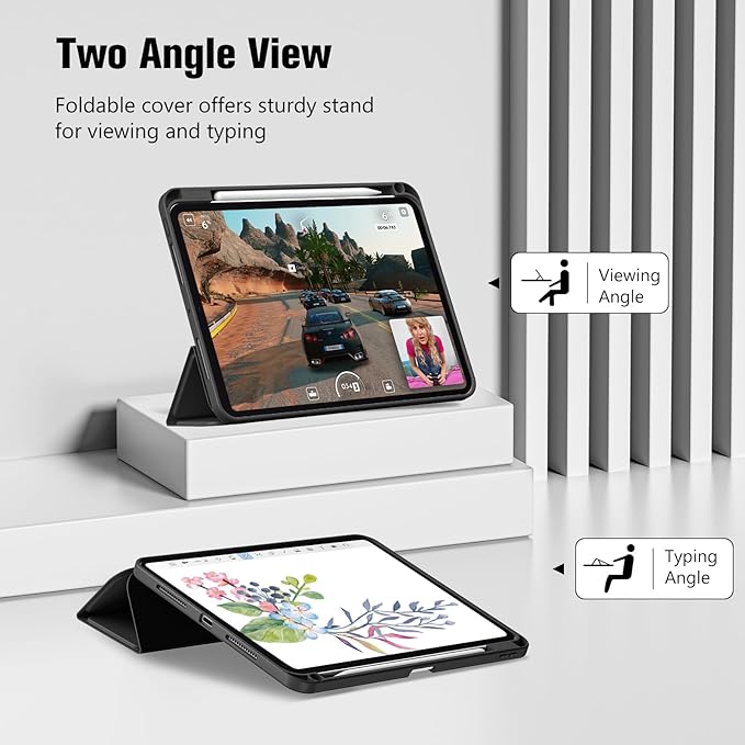 ProCase for iPad Pro 11 Inch Case M5 2025/M4 2024 5th Gen with Pencil Holder, iPad Pro 11"(Model: A3357/A3358/A3359/A2836/A2837/A3006) Trifold Stand Smart Folio with Soft TPU Back Cover -Black