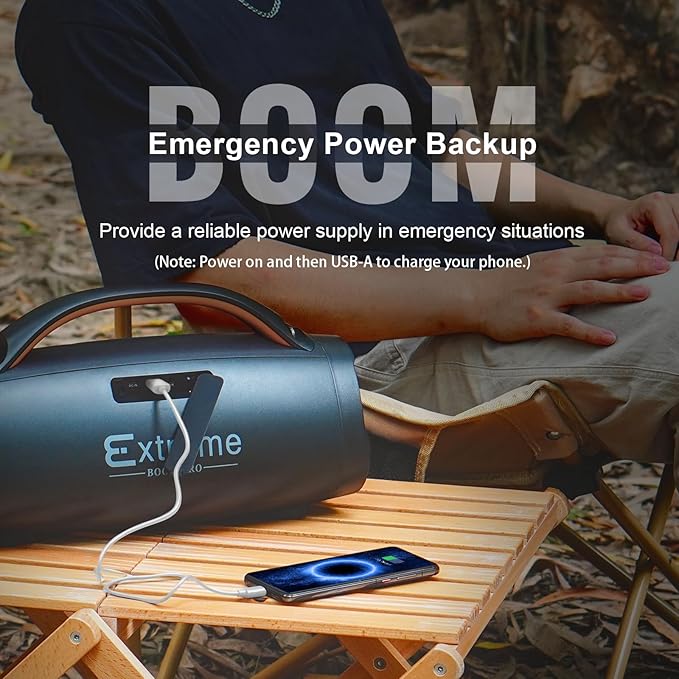 DOSS Extreme Boom+ Loud Bluetooth Speaker with 100W Stereo Sound, Extra Bass, 20H Playtime, Party-Sync Led Lights, Built-in Power Bank, IPX6 Waterproof Outdoor Speaker for Camping, Travel-Copper Gold