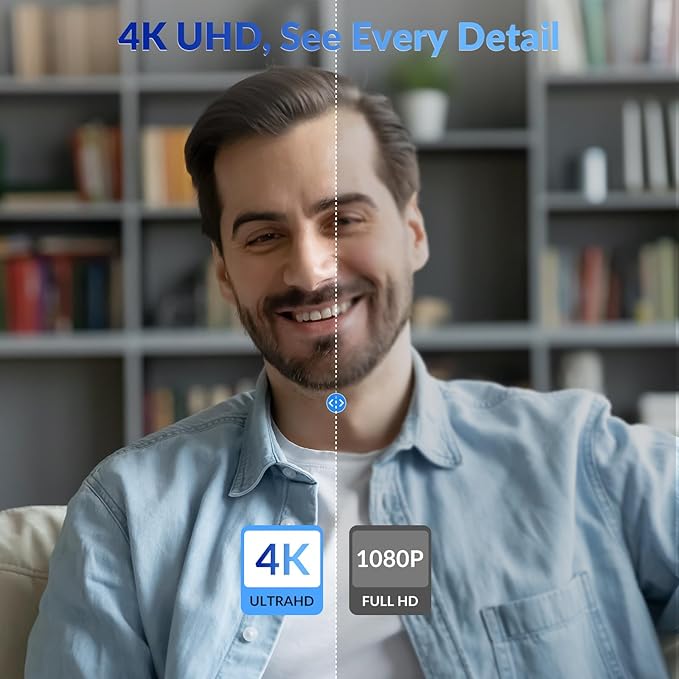 4K Webcam for PC with PDAF & CDAF Dual-autofocus, Ultra 4K HD, 2 Noise Reduction Mics, Auto Light Correction, Privacy Cover & Tripod, 79°FOV, Streaming Camera for PC, Mac, Laptop, Video Calls