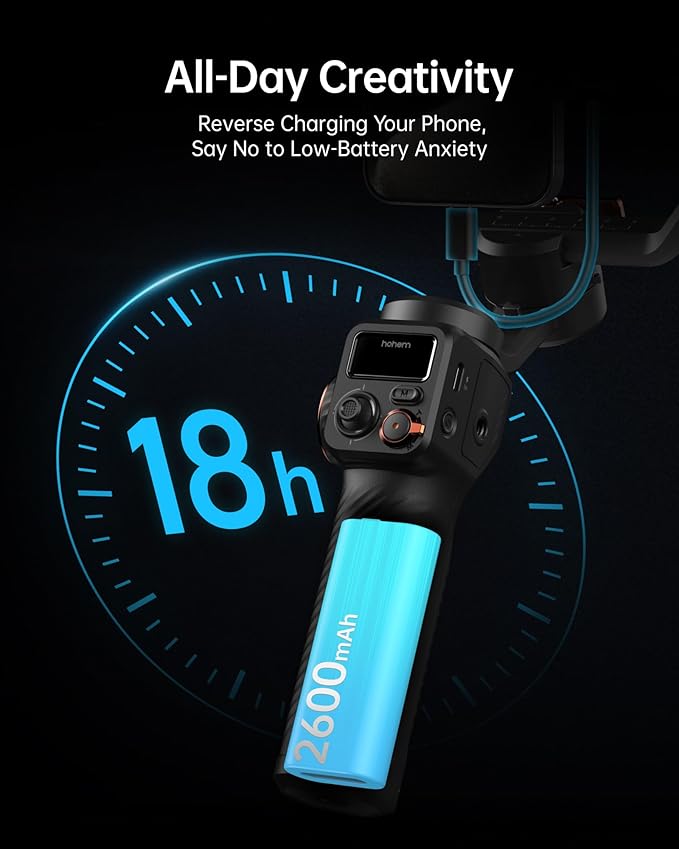 Hohem iSteady M6 Smartphone Gimbal Stabilizer, 3-Axis Phone Gimbal for iPhone & Android, 360°Infinite Rotation, 0.91″ OLED Display, Phone Stabilizer for Video Recording, YouTube TikTok