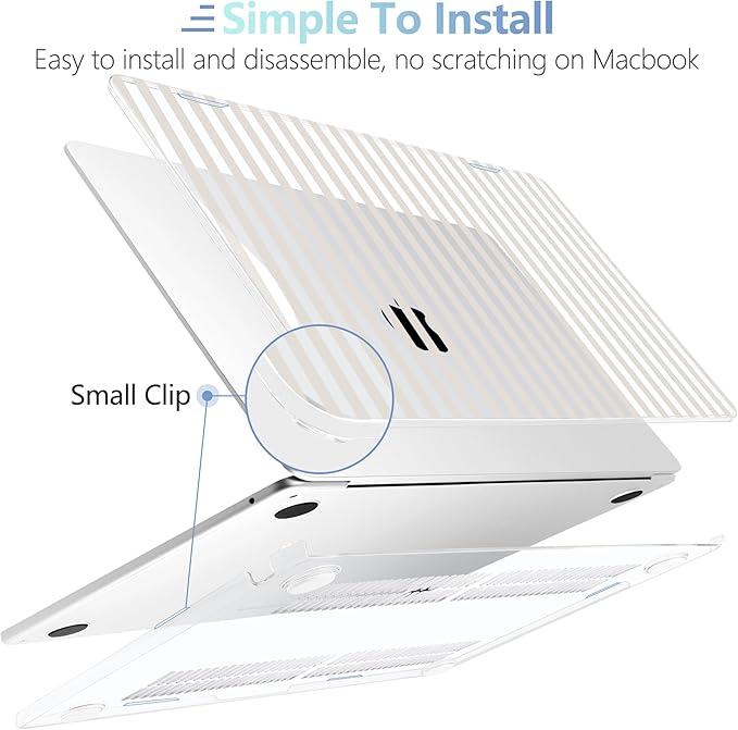 MEEgoodo Case for M5/M4/M3/M2 MacBook Air 15 inch Case 2026 2025 2024 2023, Laptop Shell Fit Model (A3448/A3241/A3114/A2941) for MacBook Air 15.3-inch, Beige Stripes