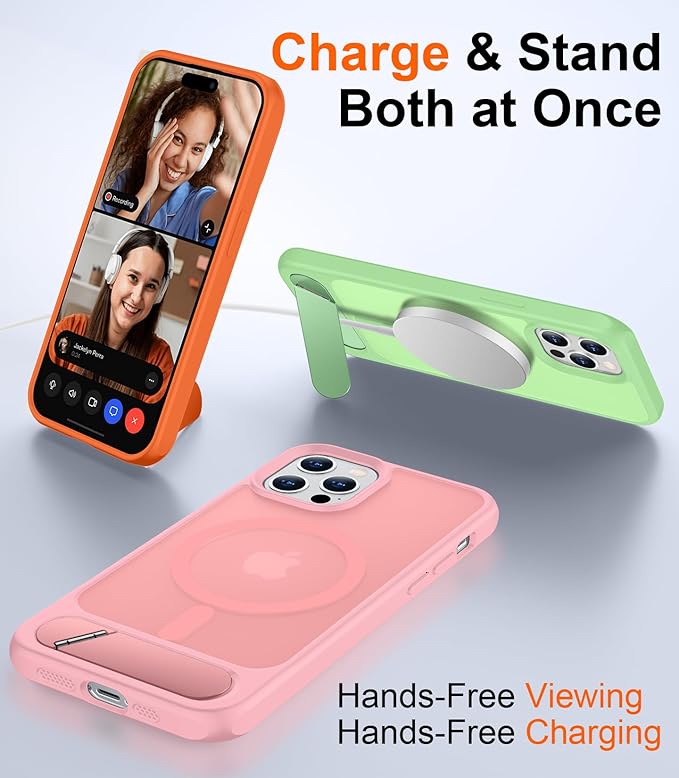 Magnetic Compatible with iPhone 12 Pro Max Case, [Built-in Invisible Kickstand][Compatible with MagSafe][Military Grade Shockproof] Slim Translucent Matte Phone Case for iPhone 12 Pro Max 6.7"