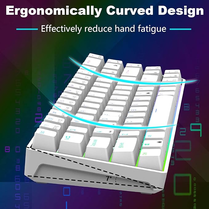 RK ROYAL KLUDGE RK68 Wired 65% Mechanical Keyboard, RGB Backlit Ultra-Compact 60% Layout 68 Keys Gaming Keyboard, Hot Swappable Keyboard with Stand-Alone Arrow/Control Keys, Red Switch White
