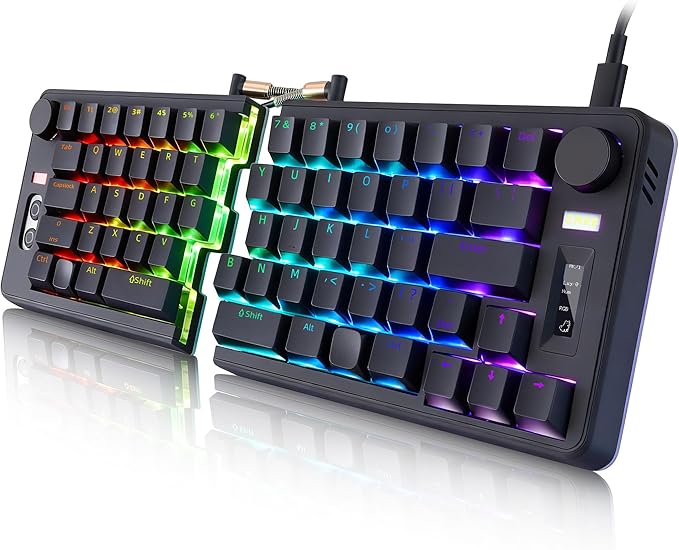 Koolertron Programmable Ergonomic Split Keyboard,One-Handed Mechanical Gaming Keypad with RGB Backlit, Portable Single-Hand Design for Windows/Mac, Ideal for Gaming & Productivity