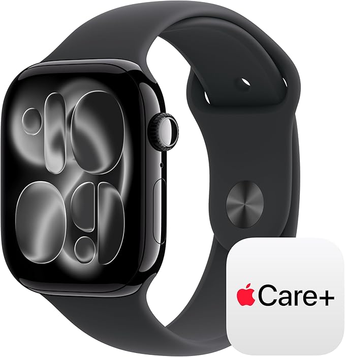 Apple Watch Series 11 [GPS 46mm] Smartwatch with Jet Black Aluminium Case with Black Sport Band - M/L. Sleep Score, Fitness Tracker, Health Monitoring with AppleCare+ (2 Years)