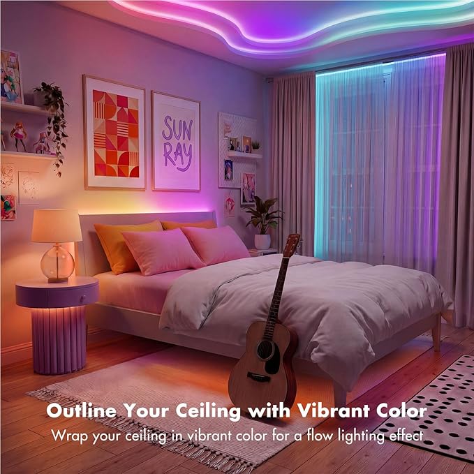 MFWW 100FT Strip Lights, Smart IC RGB LED Lights Multiple Colors on One Line, App+Remote Control, Timing, Multimodal, Music Sync, Color Changing Lights for Bedroom, Party Home Decor