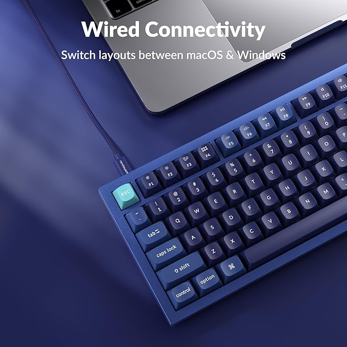 Keychron Q1 RGB Wired Custom Mechanical Keyboard Knob Version, 75% Layout QMK/VIA Programmable with Hot-swappable Gateron G Pro Red Switch Double Gasket Compatible with Mac Windows Linux (Blue)