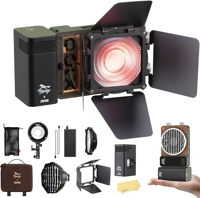 ZHIYUN MOLUS X100 RGB PRO V2 100W Full Color Portable RGB Video Light Continuous Output Lighting with PD Fast Charging,CRI 95+, APP Control 384g for Youtuber Tiktok